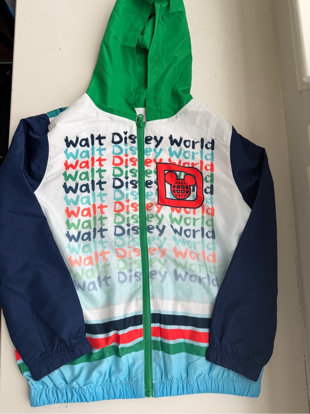 Disney Kids' Colorblock Hooded Rain Jacket - Green/Navy/White